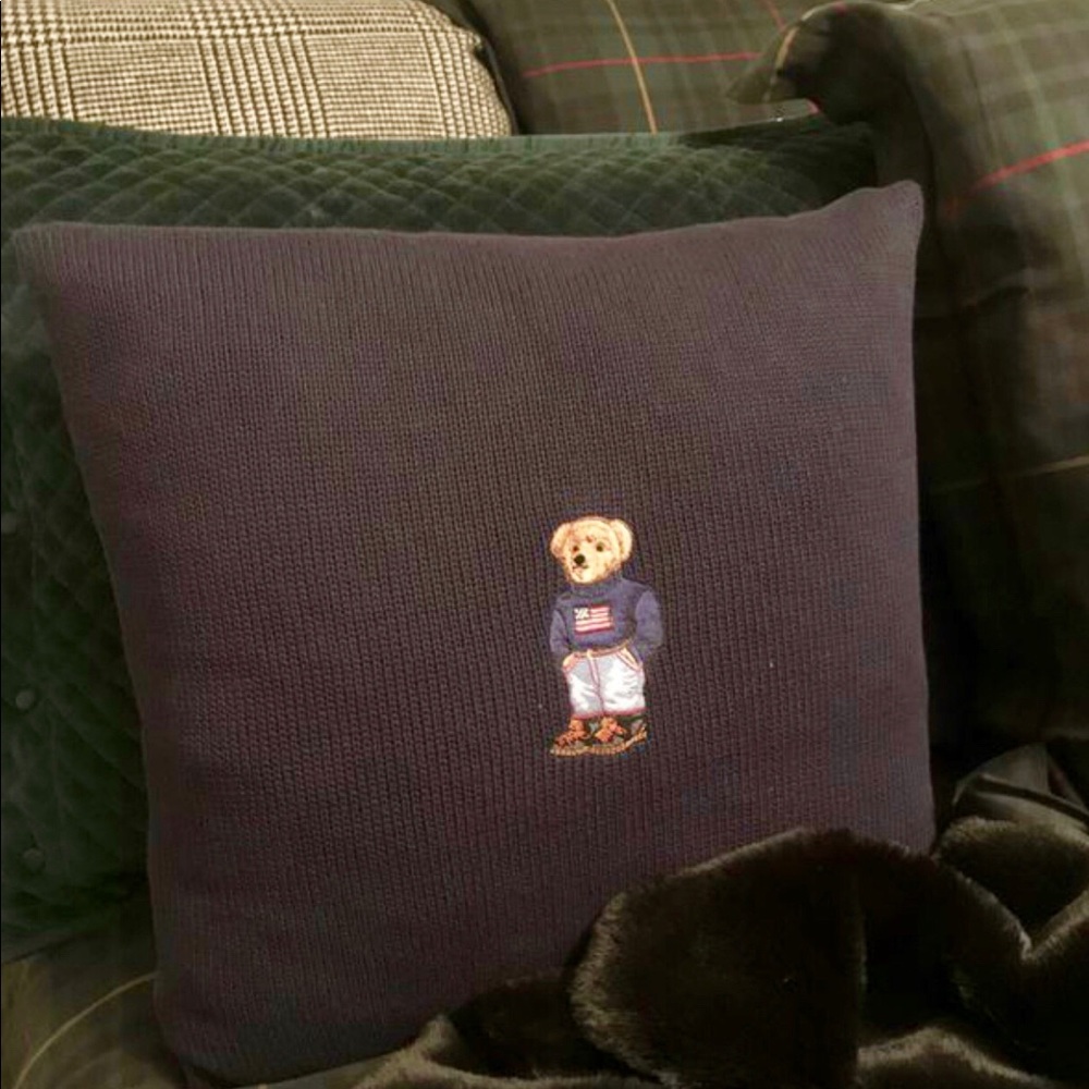2 navy Ralph Lauren Polo Teddy Bear Pillows